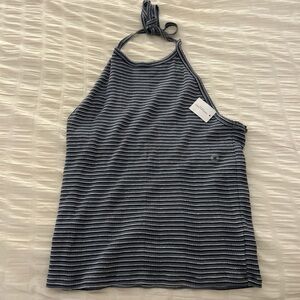 American Eagle Outfitters Women's Blue & White Striped Halter Tank (NWT)